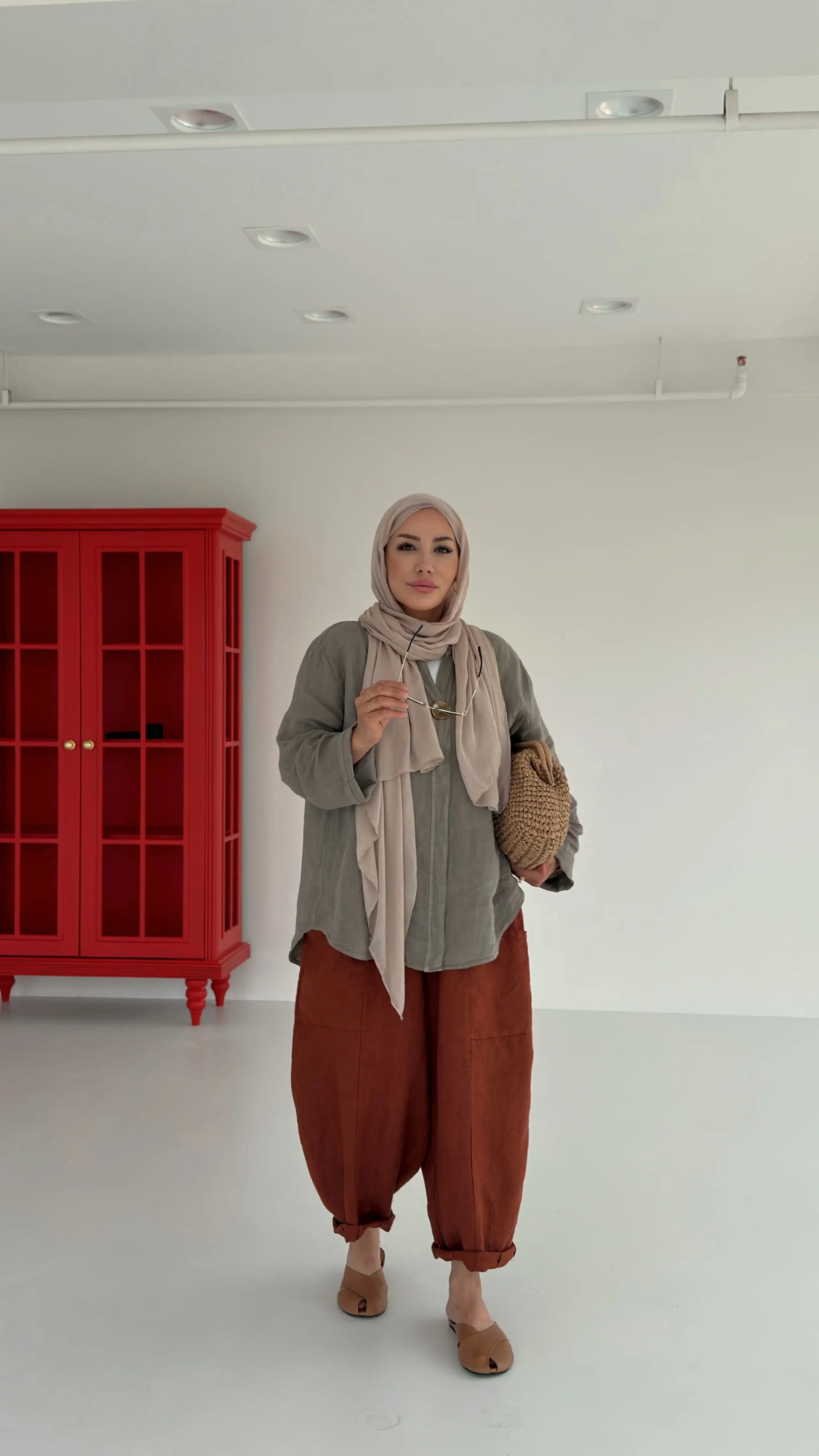 Rhea Blouse in Khaki - front