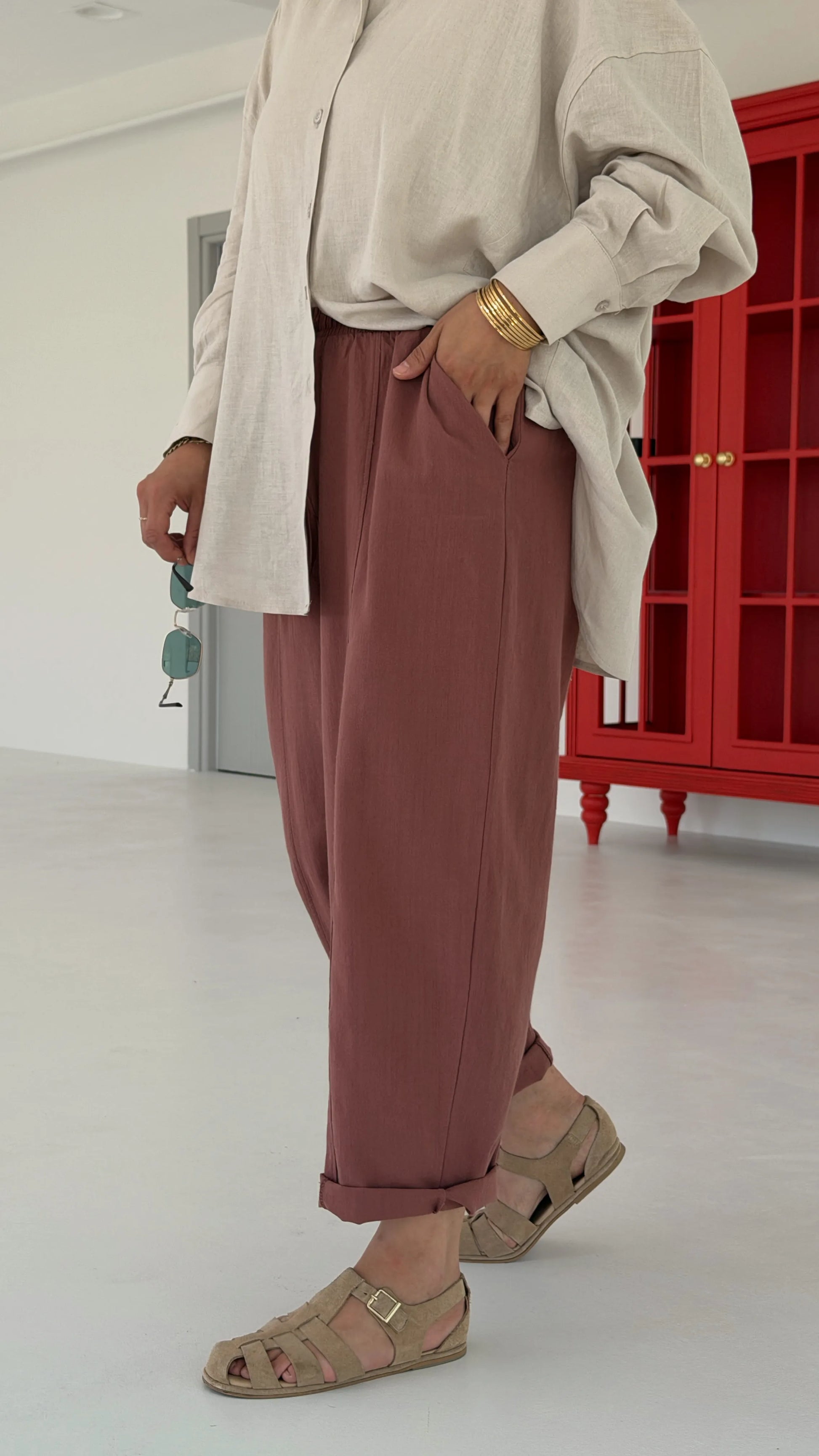 Ceres Pants in Rose - side