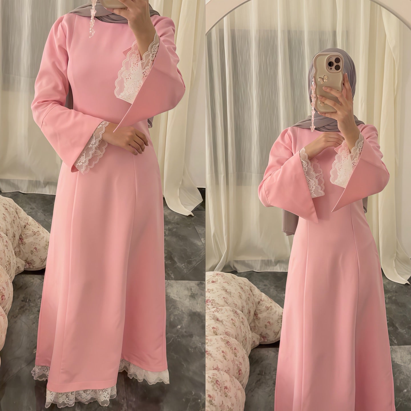 Delia Dress in Pink - detail
