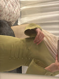 Selene Dress - Olive, button detail