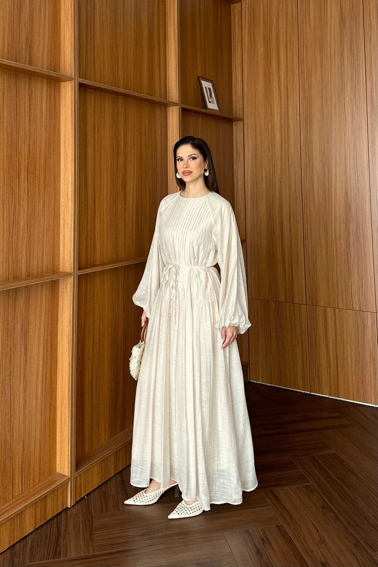 Thalia Dress in Cream - back