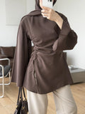 Ionia Blouse in Chocolate - detail