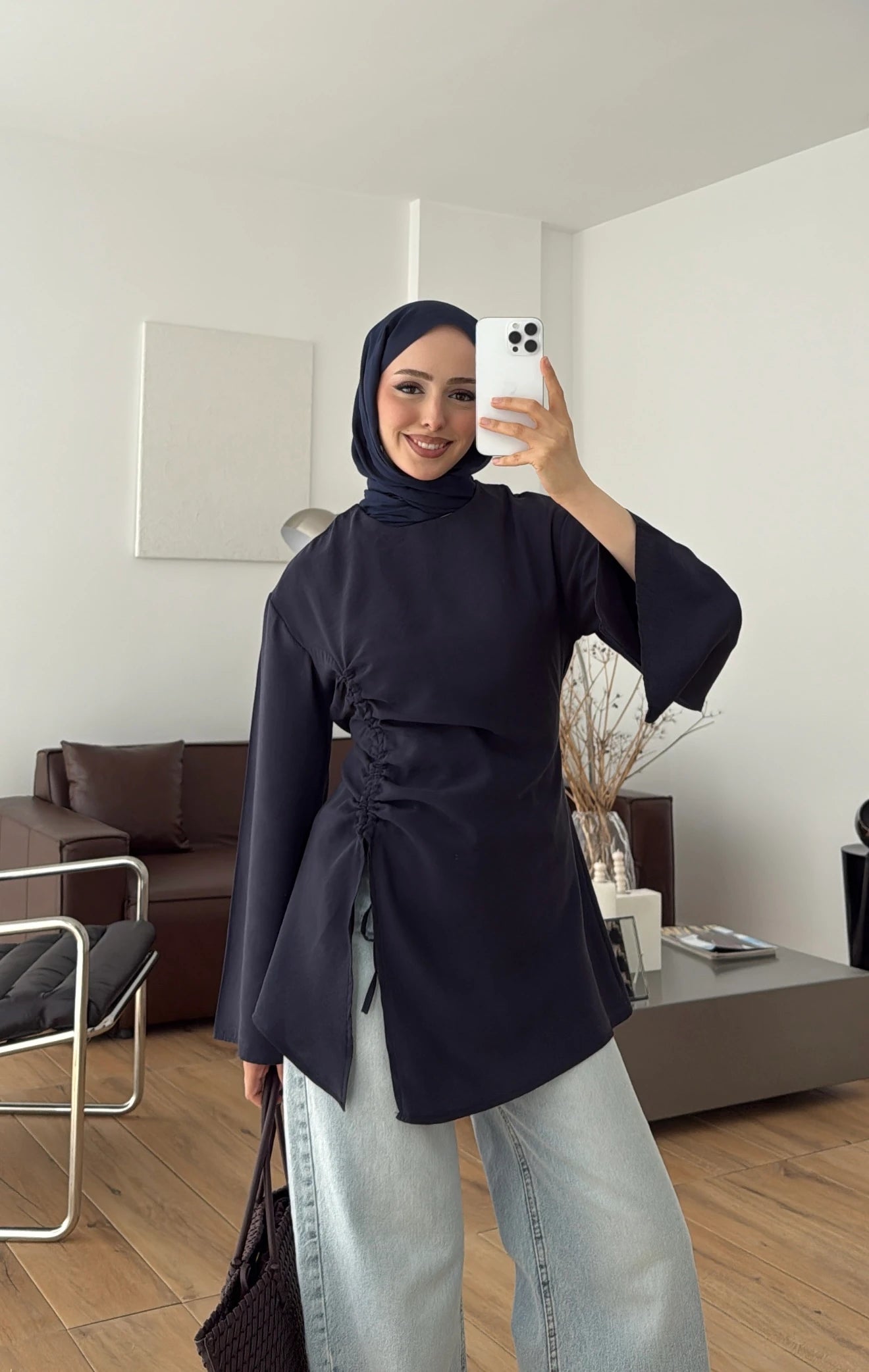 Ionia Blouse in Navy - back