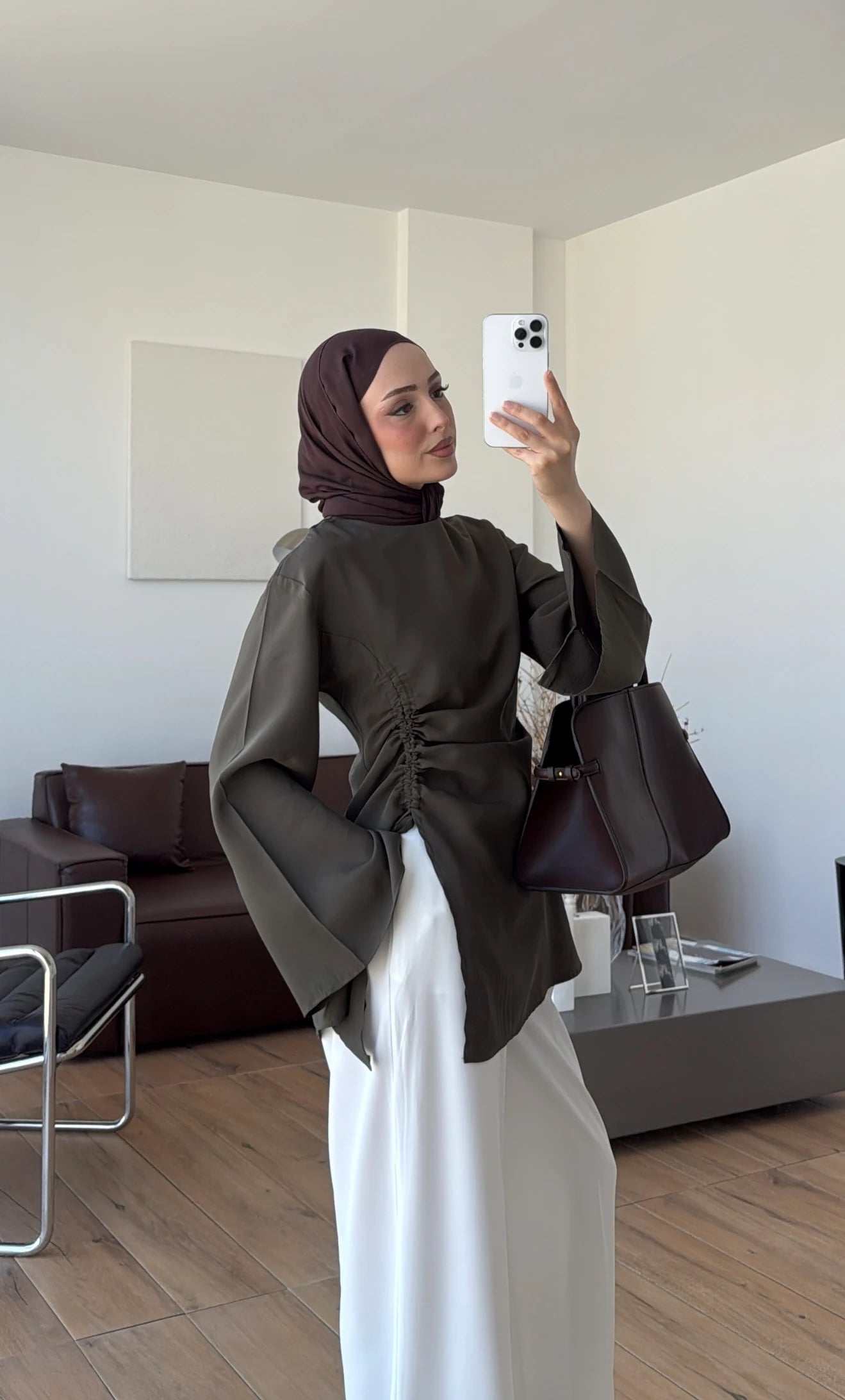 Ionia Blouse in Olive - front