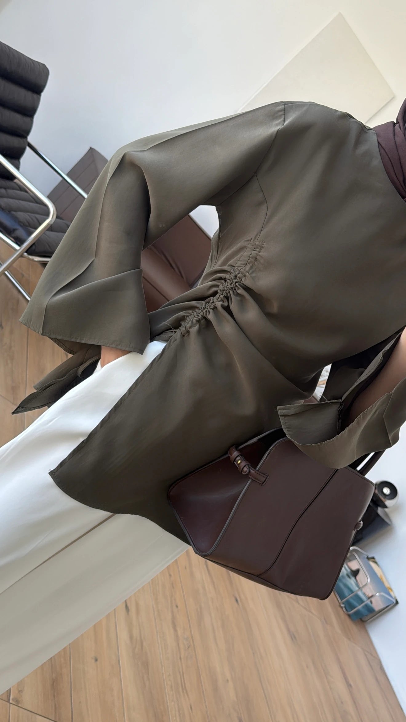 Ionia Blouse in Olive - detail