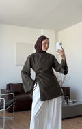 Ionia Blouse in Olive - detail 2