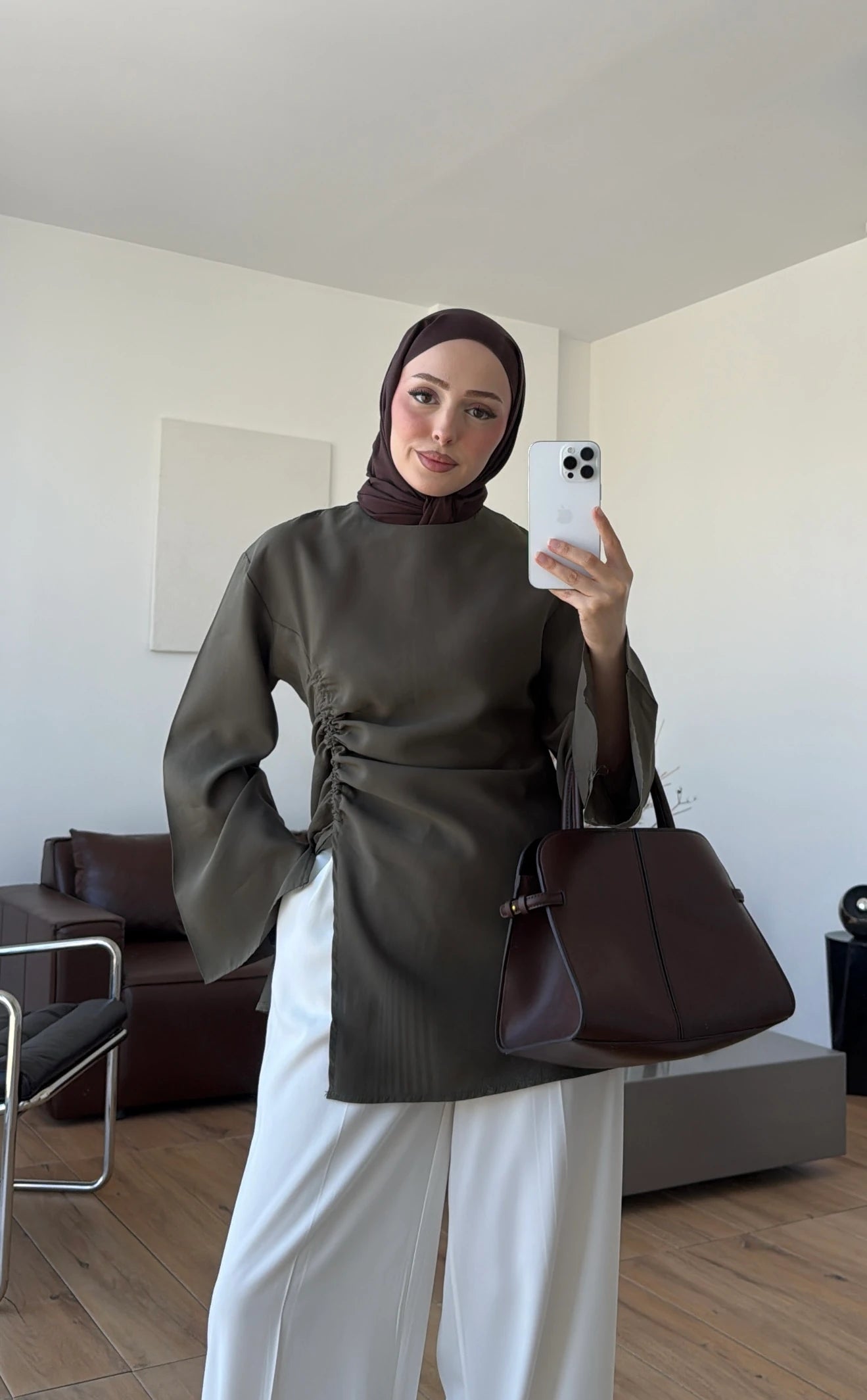 Ionia Blouse in Olive - detail 6